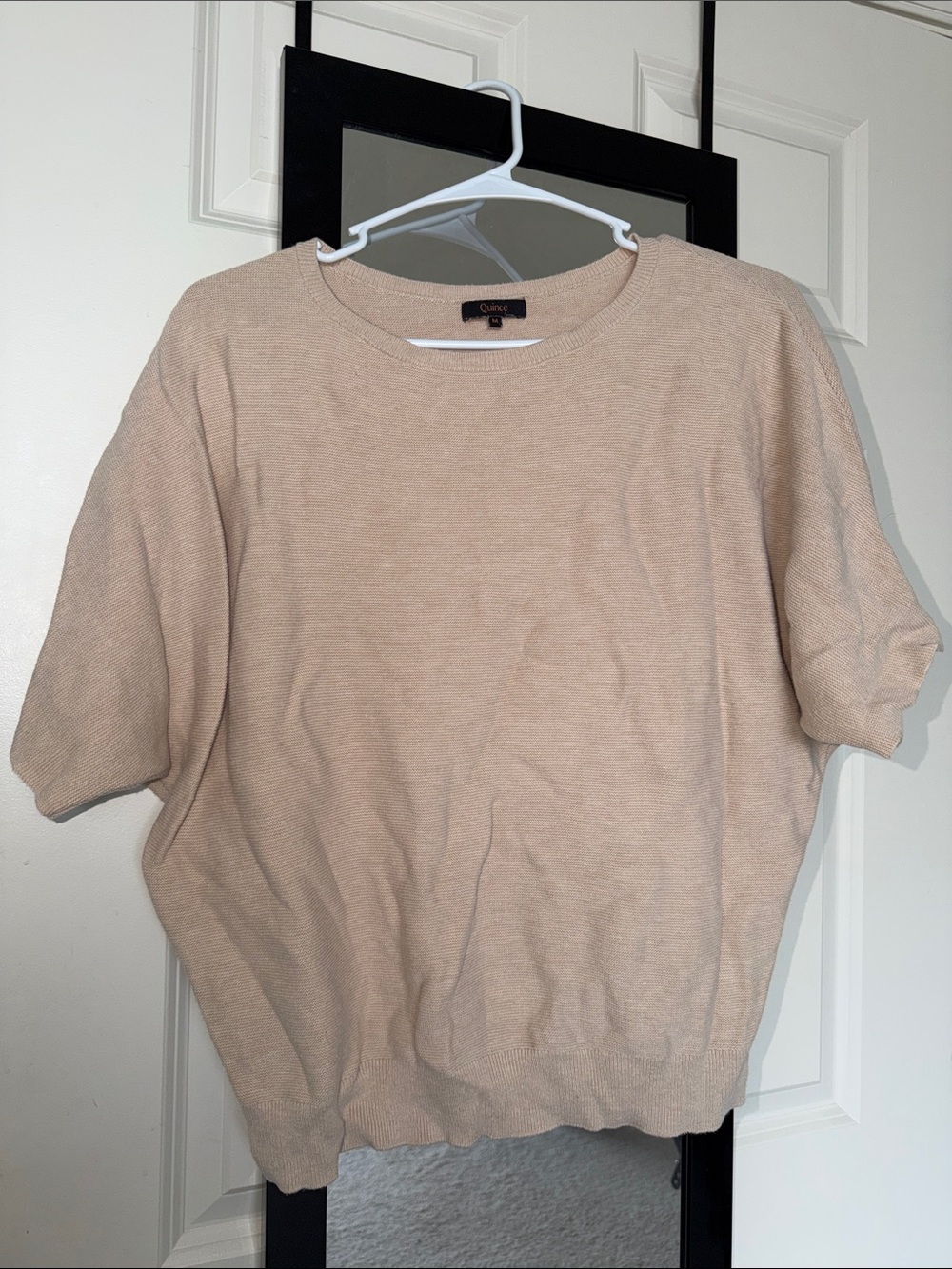 Quince Women’s Crewneck Short-Sleeve Sweater in Light Beige